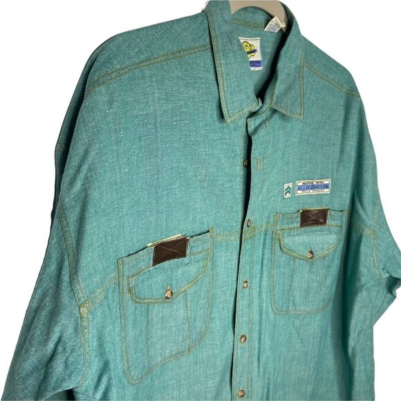 Vintage MTO Button Up Men's XL Green‎ LS Sleeve 90s Jade *Flaw Read** - Picture 8 of 10